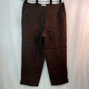 Talbots Irish Linen Cropped Pants Women Sz 16 Brown Boho Cottagecore vacation‎
